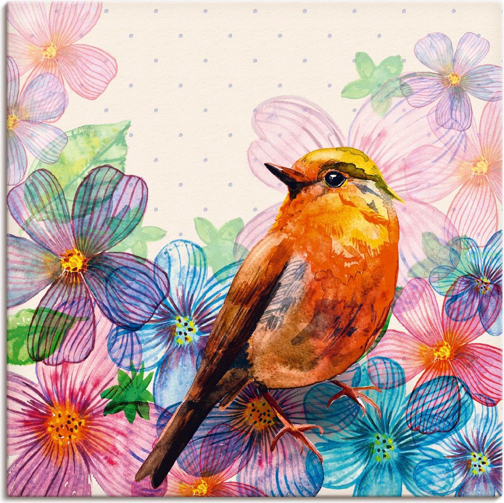 ARTland Leinwandbild Florale Karte im Retro Design Größe: 50x50 cm