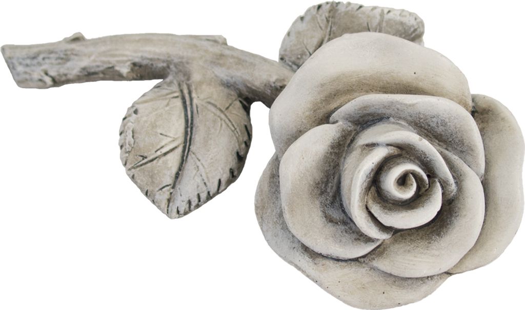 Rose Blüte mit Stiel & Blatt Grabdeko Poly grau 1 Stk Produktbild 