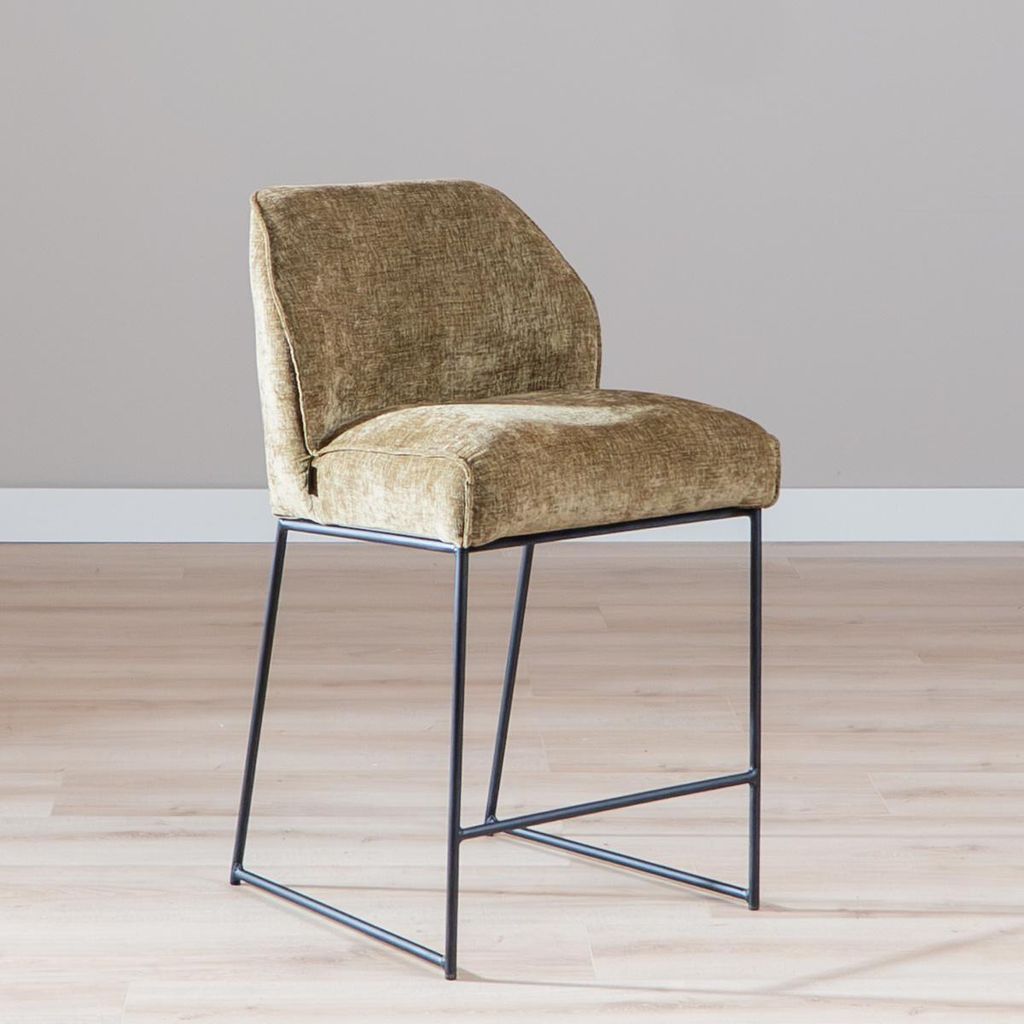 Bronx71 Barhocker Momo Chenille Olivgrün 73 cm
