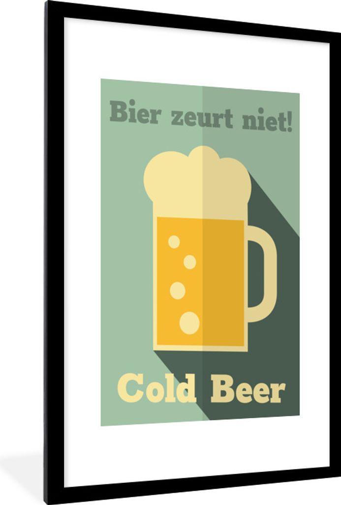 MuchoWow Gerahmtes Poster Mancave - Bier - Bier nörgelt nicht - Kneipe - Cafe 60x90 cm - Poster mit Schwarzem Bilderrahmen Wandposter Rahmen Fot...