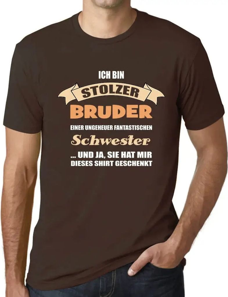 Herren Grafik T-Shirt Ich Bin Stolzer Bruder - Bruder Und Onkel Öko-Verantwortlich Vintage Jahrgang Kurzarm Lustige Druck Geburtstag Geschenk Mann