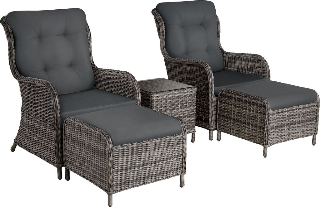 tectake Aluminium Rattan Sitzgruppe Benissa für 2 bis 4 Personen