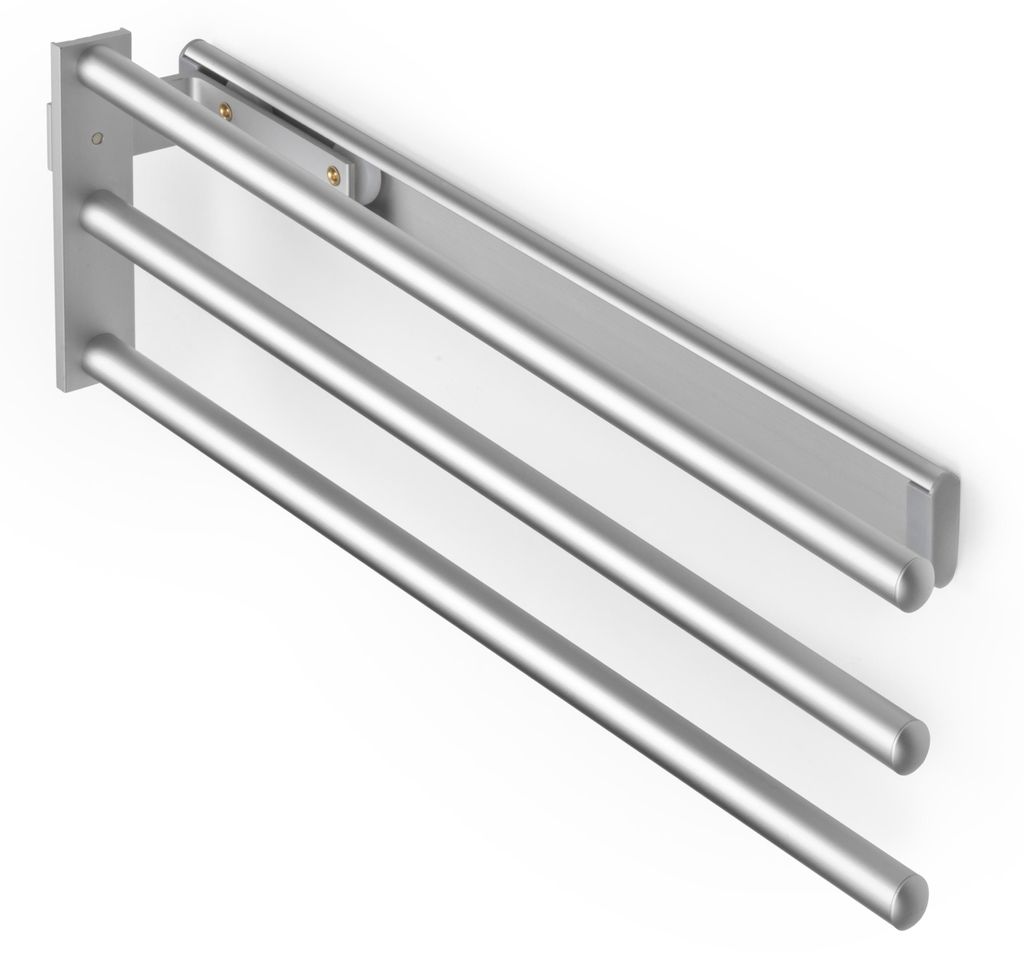 Emuca Wysuwany wieszak na ręczniki, 3 ramiona, Aluminium, Zdjęcie produktu 