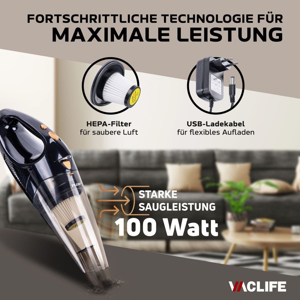 Kabelloser Handstaubsauger VL189 – 100W Leistungsstarker & Produktbild 2