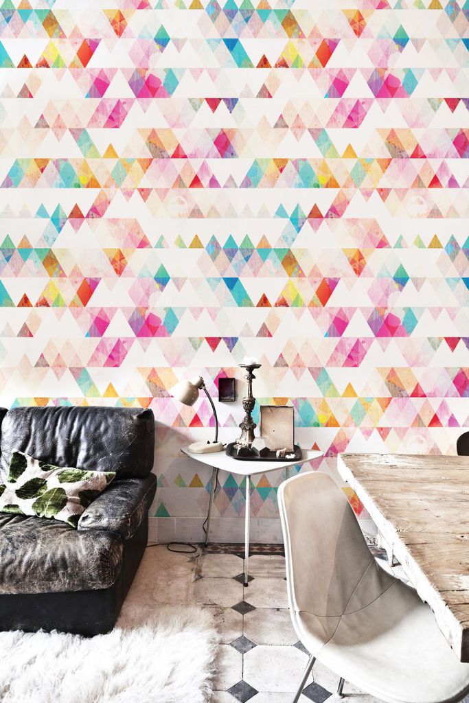 Coloray Fototapete 208x146 cm Latextapete Magicstick - Regenbogen-Dreieck-Geometrie-Dreiecke