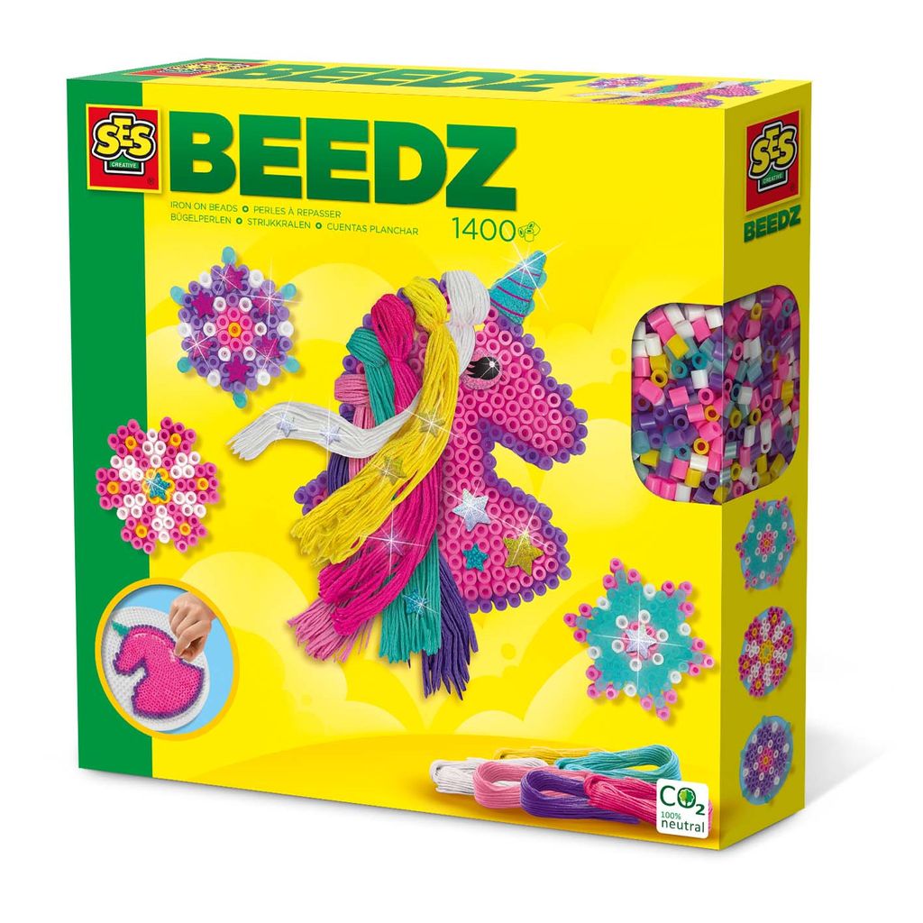 SES CREATIVE Bügelperlenset BEEDZ Einhorn mit Mähne 1400 Produktbild 