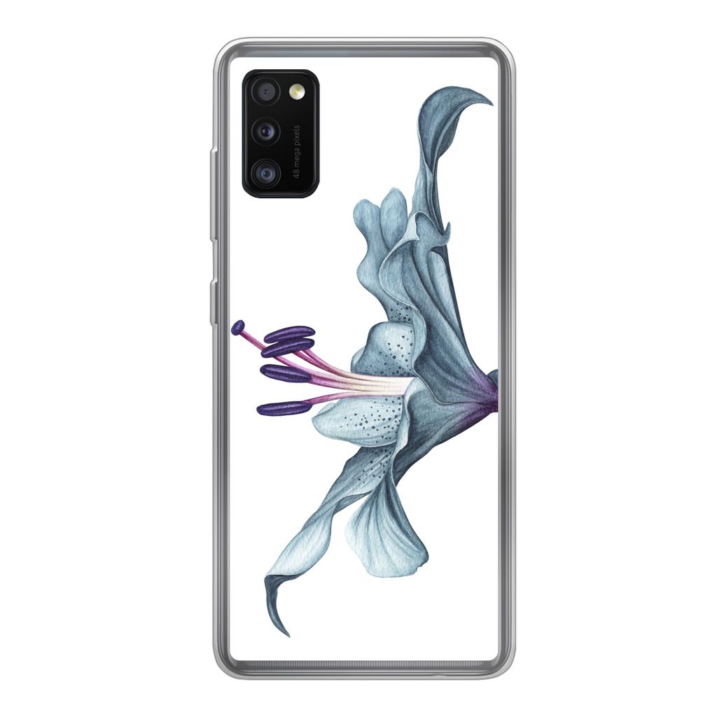 MuchoWow Handyhülle Schutzhülle Hülle für Samsung Galaxy A41 Blumen - Aquarell - Lilie Silikon Softcase Handy Hülle - Mobiltelefon