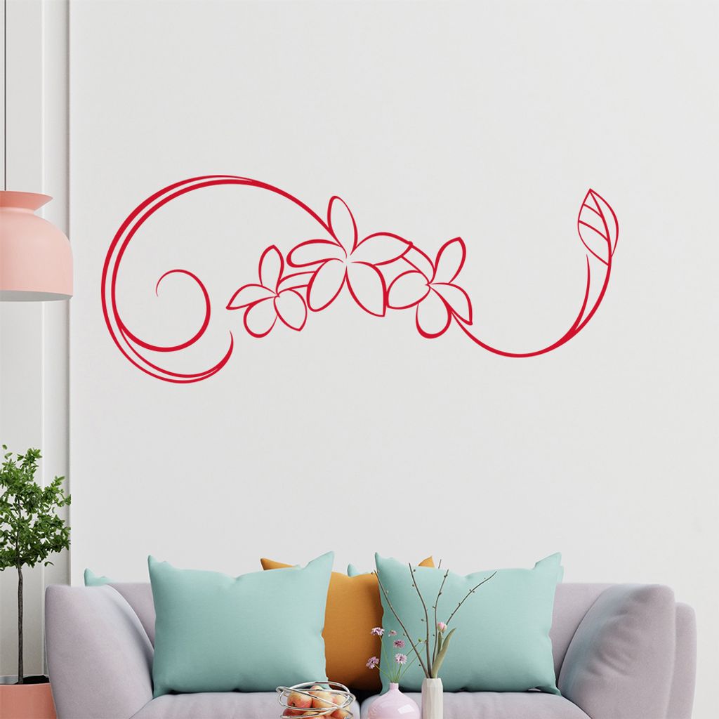 Blumen - Linien Wandtattoo in 6 Größen - Wandaufkleber Wall Sticker - Dekoration, Küche, Wohnzimmer, Schlafzimmer, Badezimmer