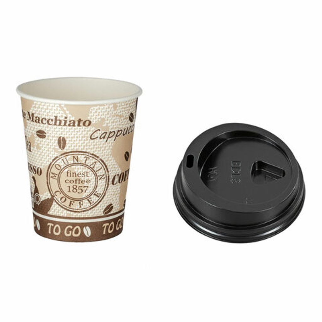 75x Kaffeebecher Premium mit Deckel "Coffee to go" Pappe besch. 200 ml