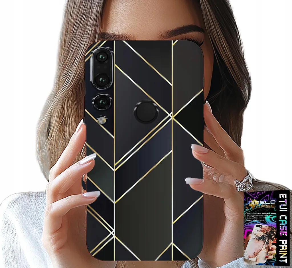 Custodia Huawei P20 Pro con Cornici Dorate e Vetro Temperato Elegante