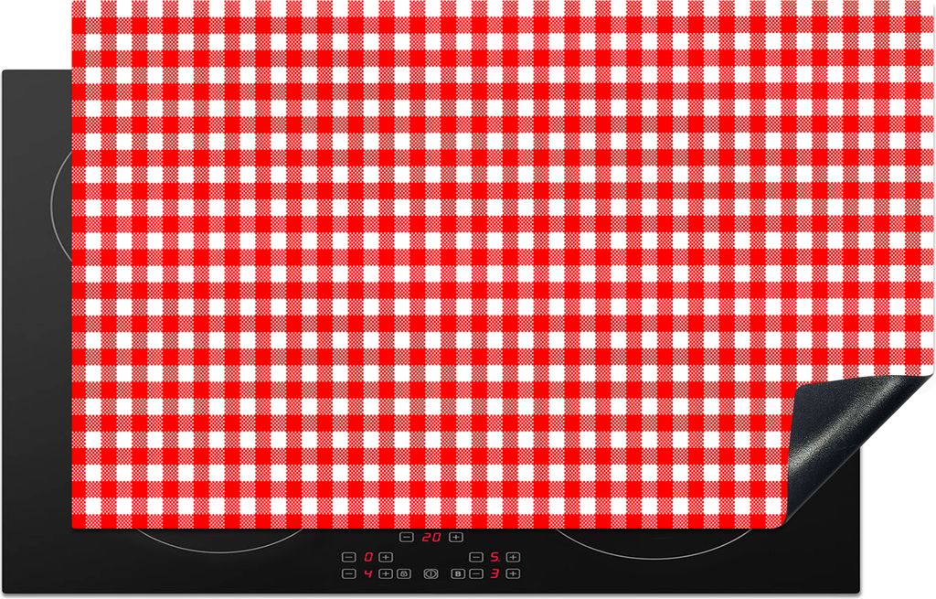 KitchenYeah Herdabdeckplatte Rot - Rustikal - Muster , 85x52cm, Küche Deko, Glaskeramikkochfeld Herdabdeckung, Abdeckplatte fùr Kochfeld