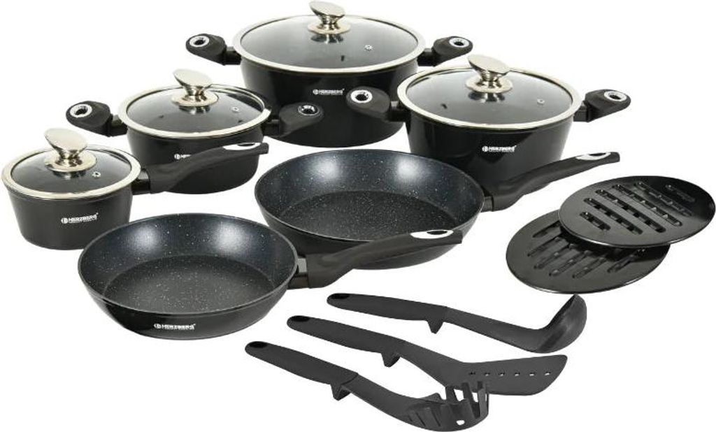 15-teiliges Kochgeschirr-Set mit Marmorbeschichtung, induktionsgeeignet