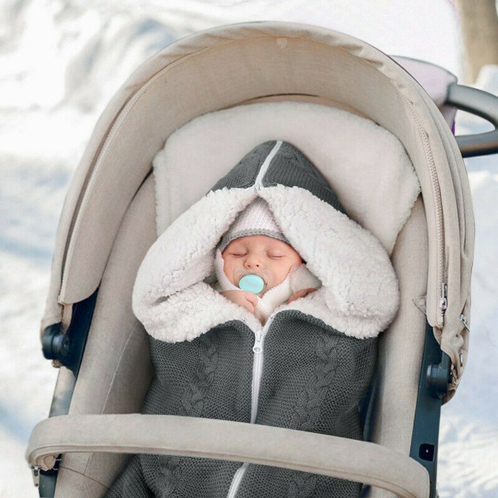 Babydecke Fleece Kapuze Swaddle Schlafsack Wickeldecke Winter Warm Einschlagdeck 