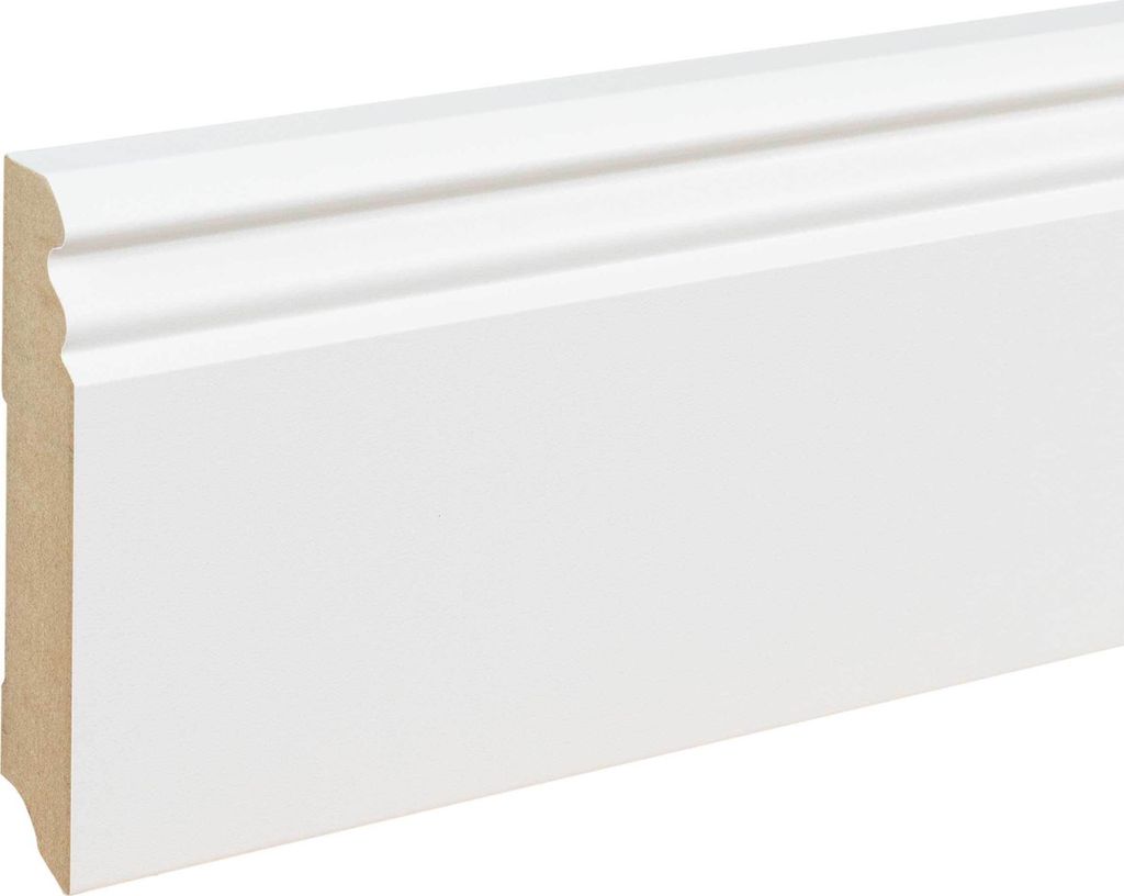 Sockelleiste MDF Berliner Profil 19 x 96 x 2400 mm Weiß MDF-Kern foliert Fußleiste by PROVISTON 24 Meter | 10 Stück