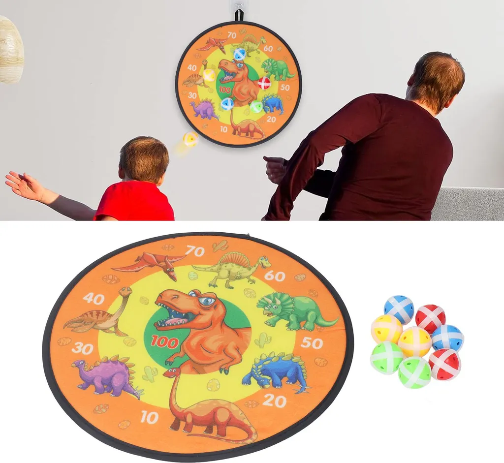 Jeu interaction parent-enfant cible à lancer dinosaure 8 balles velcro