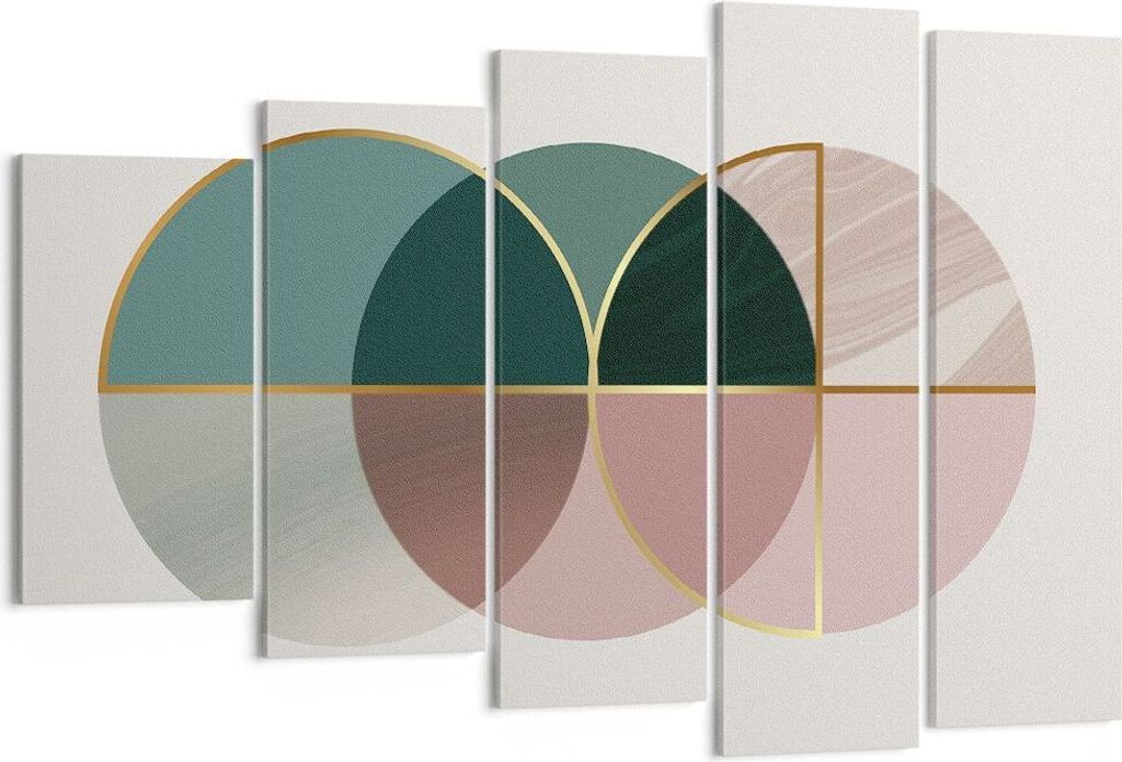 Bild auf Leinwand - Leinwandbild - 5 Teile - Abstraktion Räder Minimalismus - 150x100cm - Wand Bild - Wanddeko - Wandbilder - Leinwanddruck - Bild...