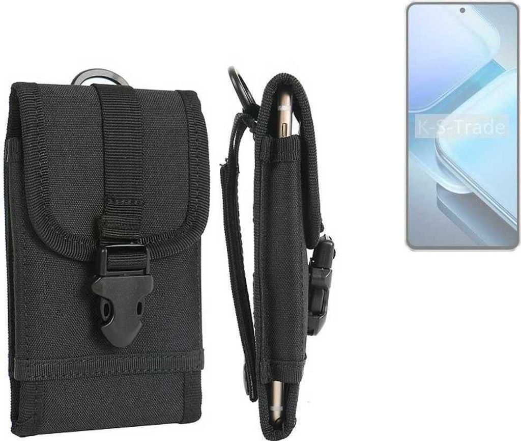 K-S-Trade Holster Handy Hülle kompatibel mit Vivo iQOO Z9 Holster Handytasche Gürtel Tasche Schutz Hülle Robust Outdoor schwarz
