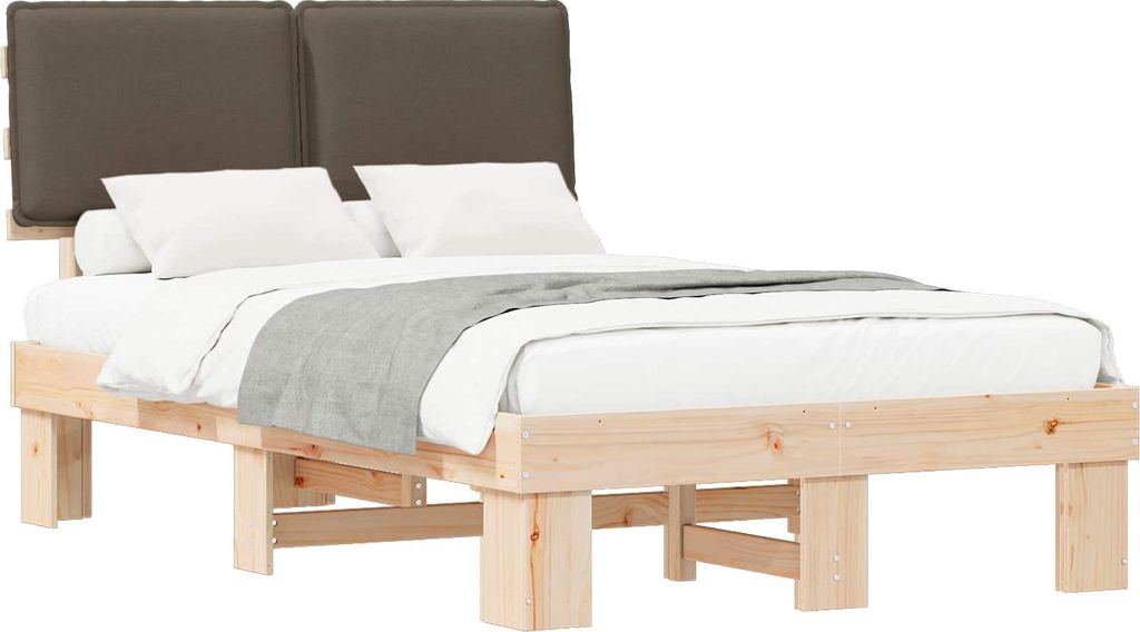 vidaXL Bettgestell mit gepolstertem Kopfteil Taupe 120 x 200 cm