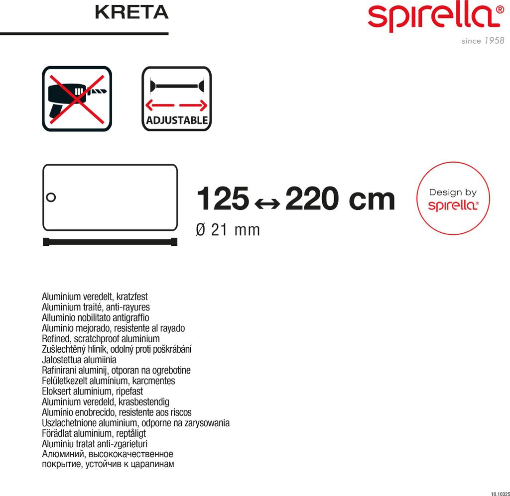 Spirella Duschvorhangstange Kreta matt-schwarz 125-220 cm ausziehbar aus Aluminium