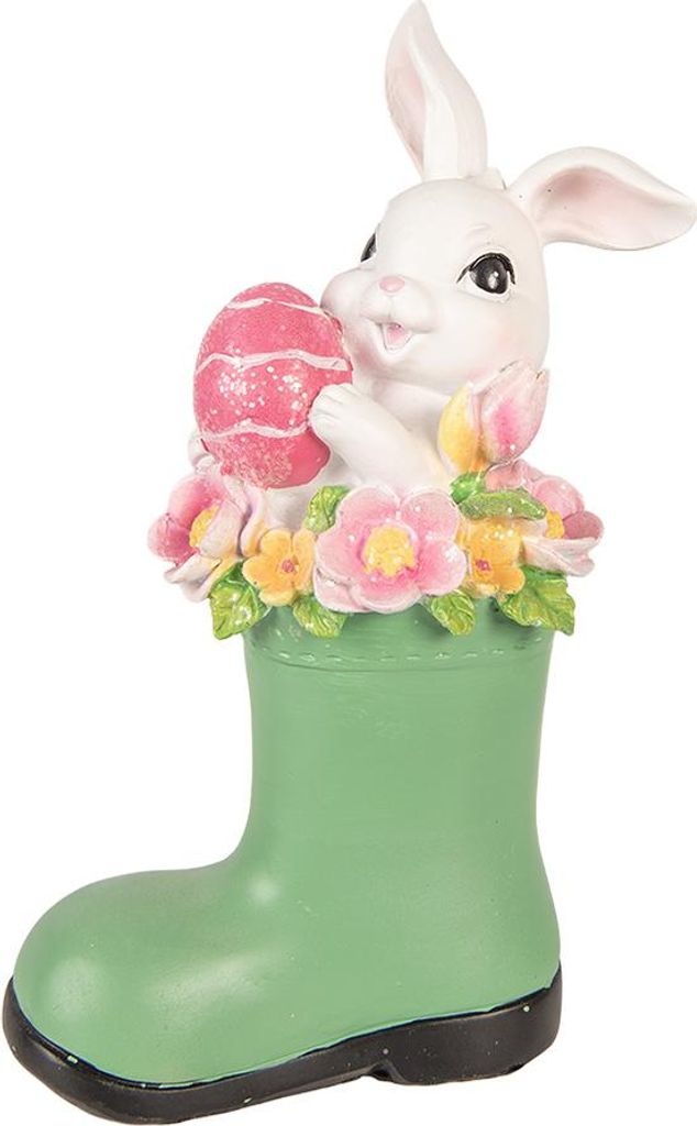 Clayre & Eef Dekorationsfigur Kaninchen 13x8x20 cm Weiß Kunststoff