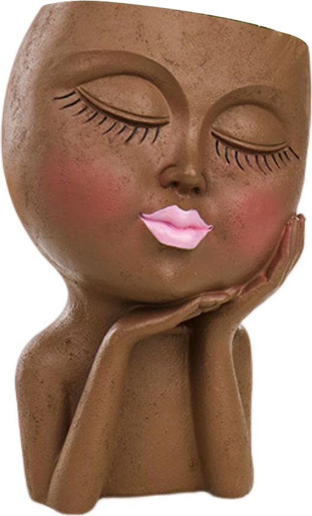 Gesichtsblume Pot Dornröschen glatte Kante menschliches Gesicht Steckbacken flacher Kopf dekorativ-Braun