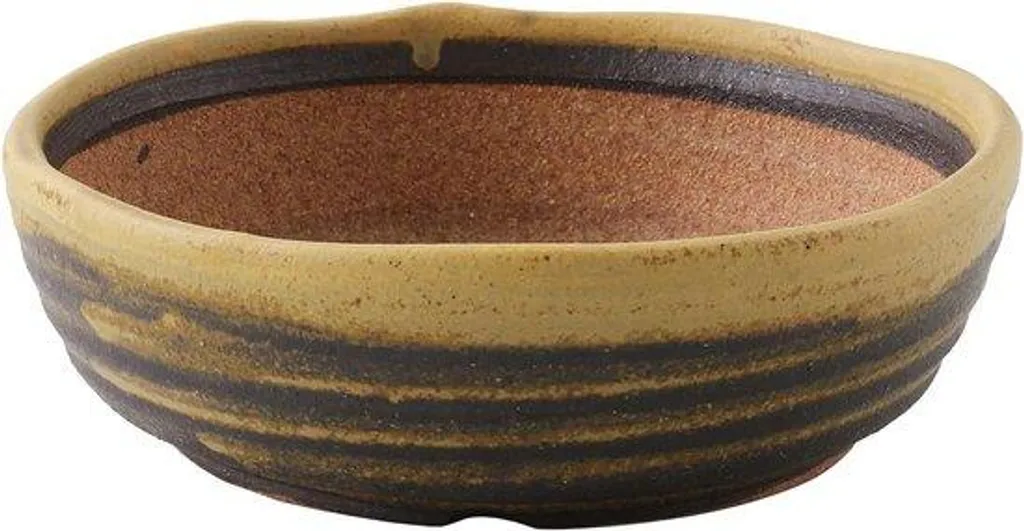 Pot à bonsaï en céramique 21 cm - Fabrication artisanale du Japon jaune