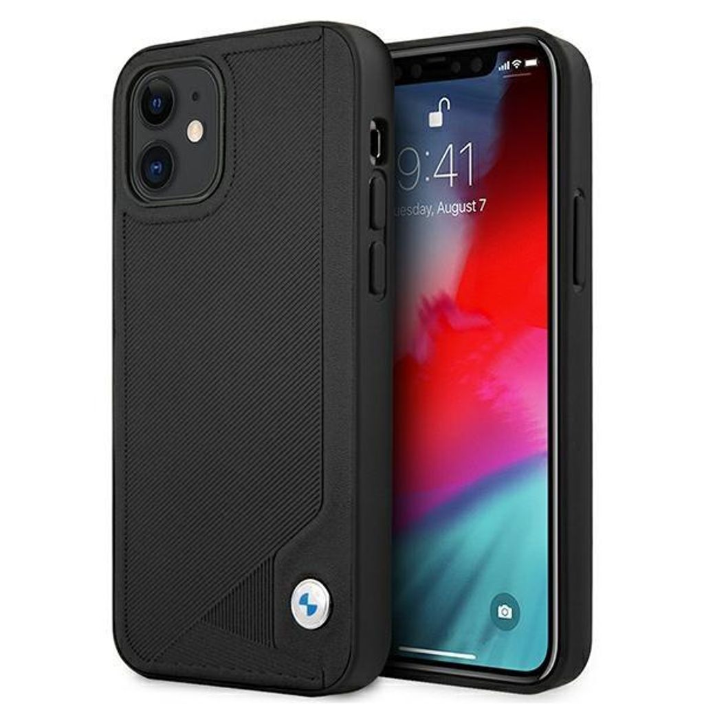 Etui BMW BMHCP12SRCDPK iPhone 12 mini 5,4" schwarz Hardcase Leder Deboss Handyhülle
