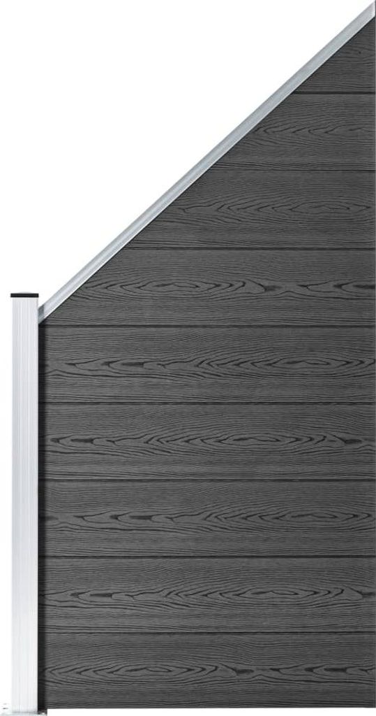 vidaXL Zaunelement Set WPC 446x(105-186) cm Schwarz