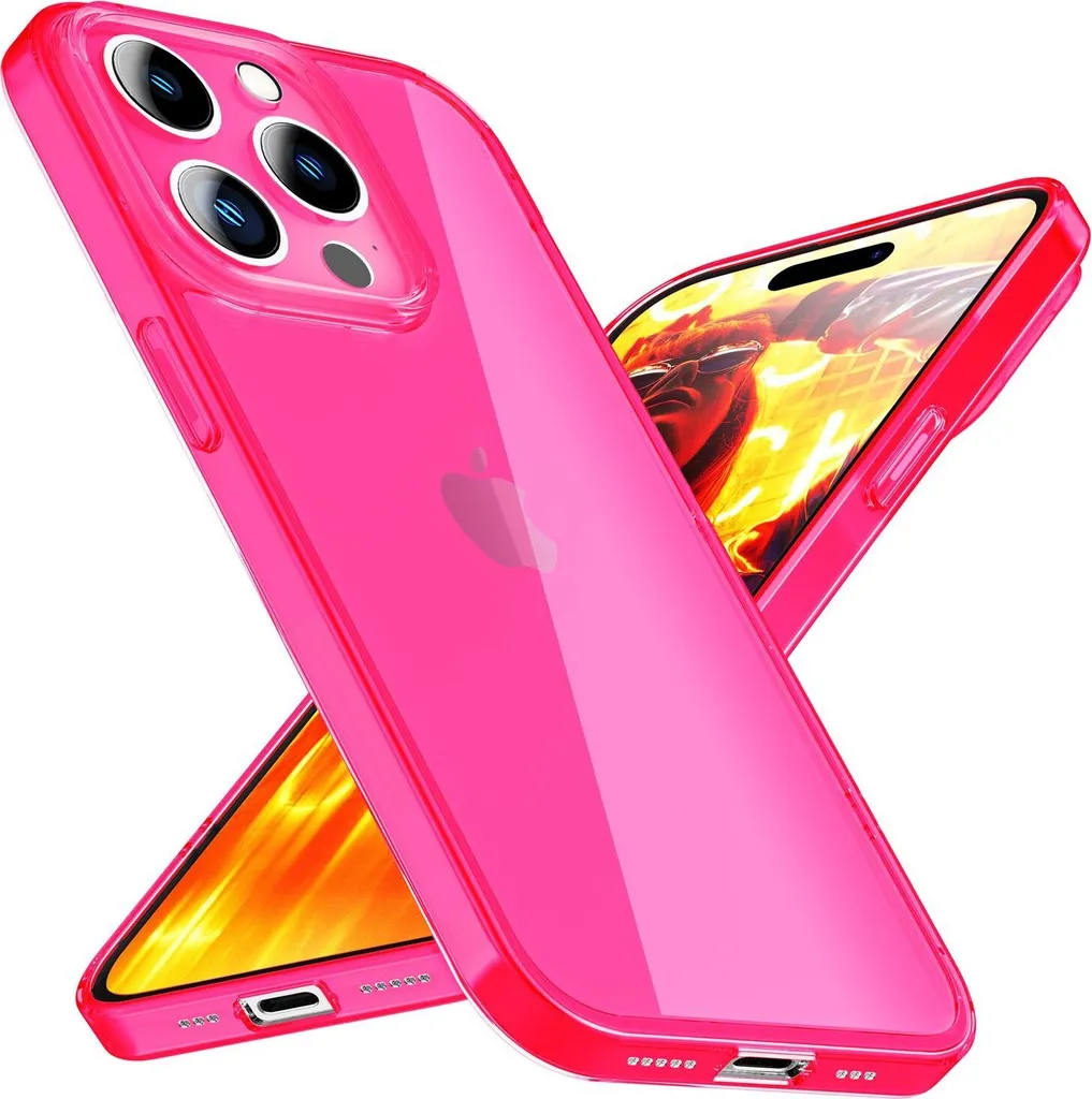 Cover TPU Neon iPhone 15 Pro Max - Protezione Silicone Rosa Fluorescente