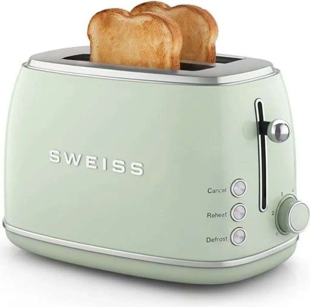 Tostapane Vintage SWEISS GRS7 Verde 850W | Design Retrò e Acciaio