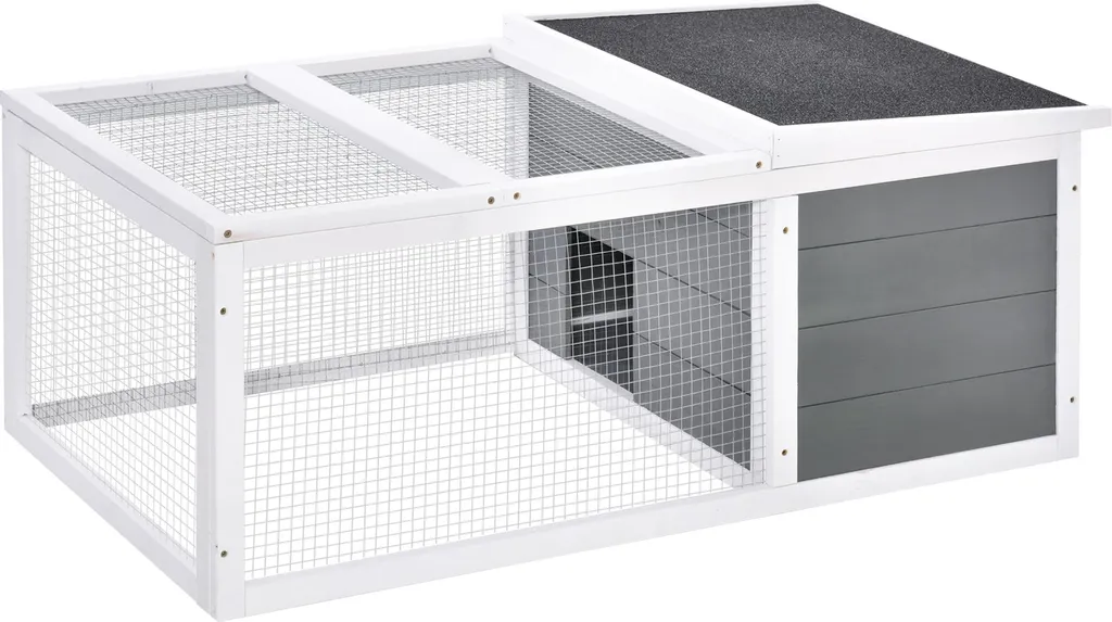 Cage à lapins anti-pluie et prédateurs en bois massif gris 115x66x47,5 cm