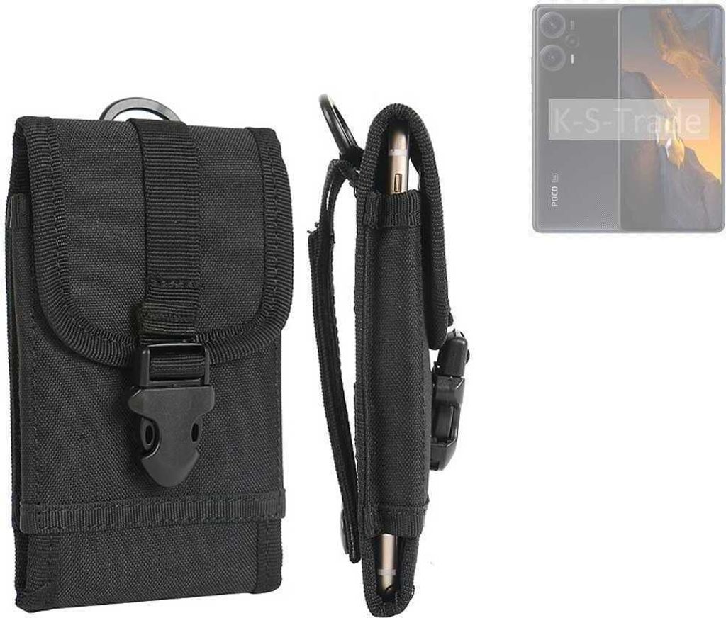 K-S-Trade Holster Handy Hülle kompatibel mit POCO F5 Holster Handytasche Gürtel Tasche Schutz Hülle Robust Outdoor schwarz