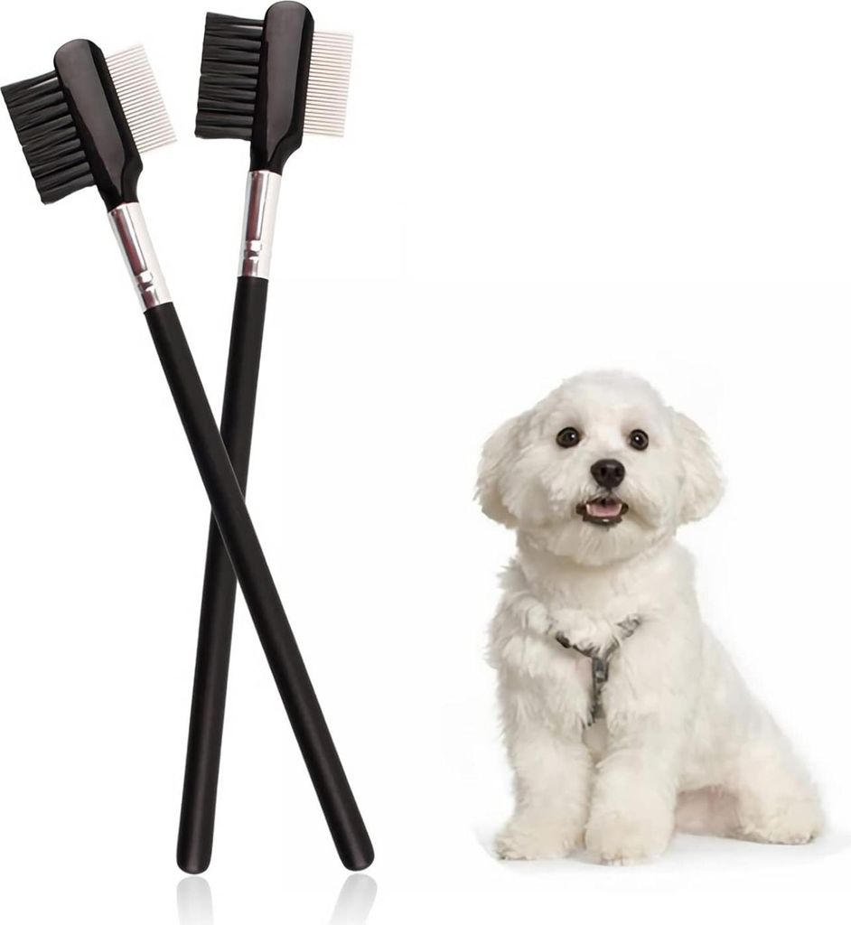 2 Stück Tränenflecken-Entfernungskamm - Doppelseitiger Hundekamm - Tränen - Fleckenentferner - Kamm für Hunde - Pflege - Flohkamm für kleine K...