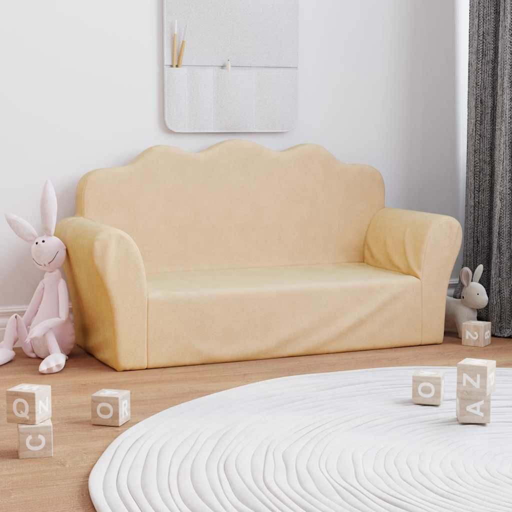 "im Angebot" Kindersofa 2-Sitzer Creme Weicher Plüsch - Kindersofas CC16406