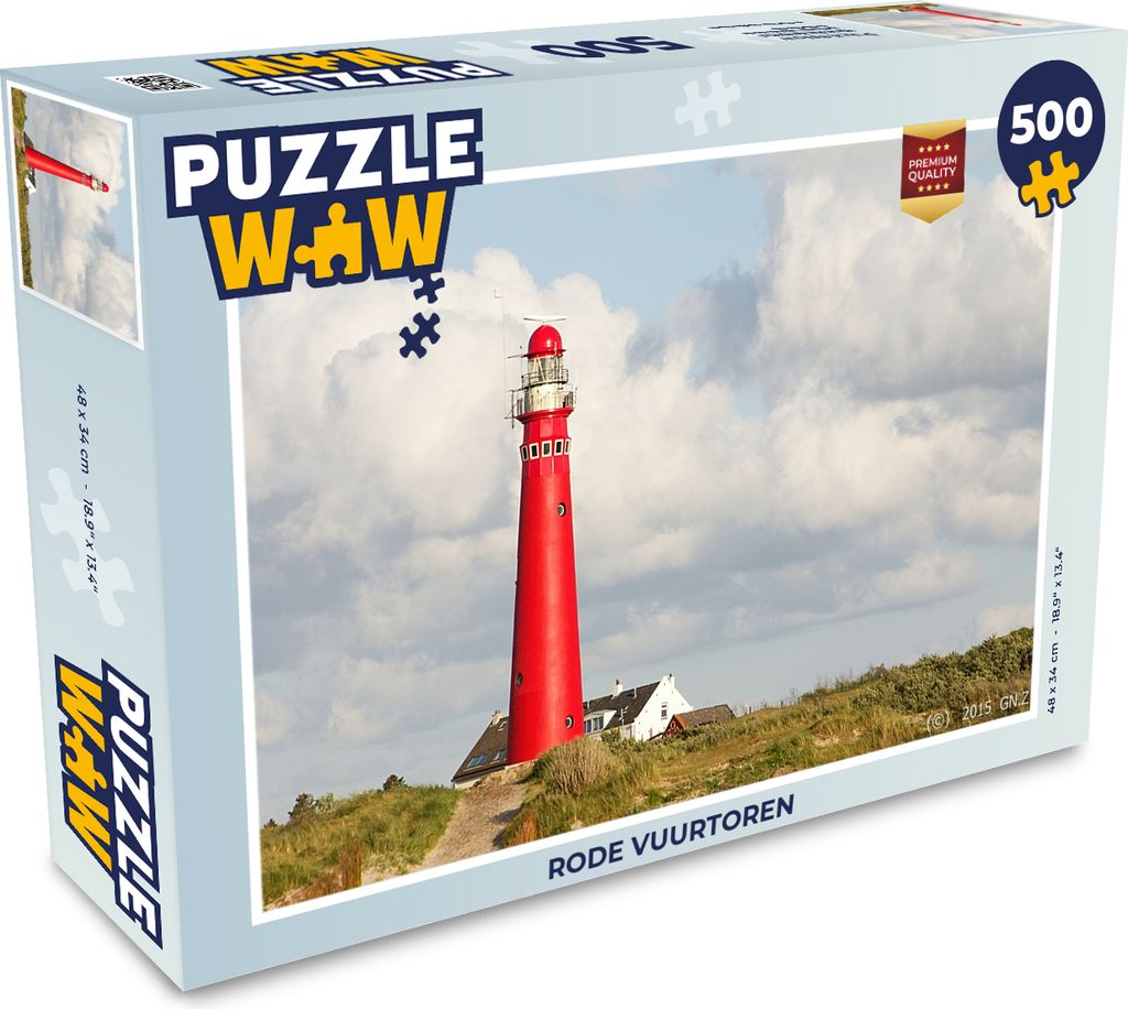 MuchoWow Puzzle 500 Teile Roter Leuchtturm - 500 Teile - Kinder - Selberbauen - Puzzlespiele