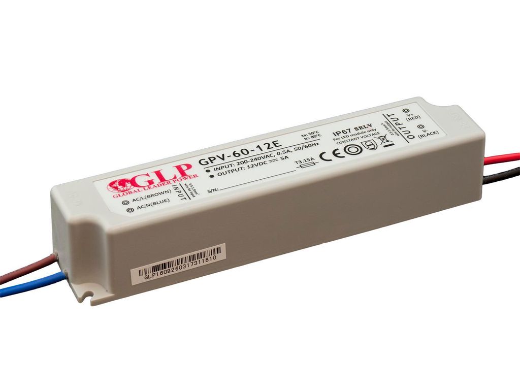 Alimentatore GLP GPV-60-12E, 12 V/5 A, IP67, ingresso UE Immagine del prodotto 
