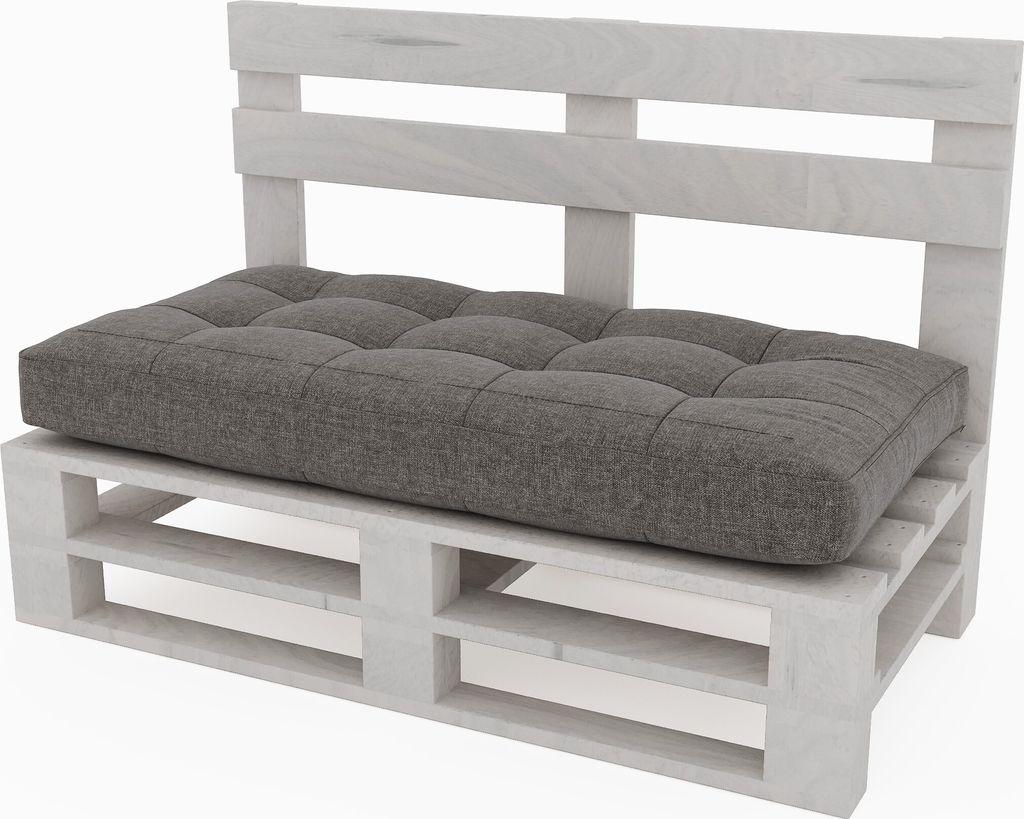 Lermowood Palettenmöbel Mpe Bank 120 x 60 cm Weiß | Europaletten Indoor und Outdoor Lounge Gartenmöbel Holz Gartenmöbel Set Lounge Möbel Terra...