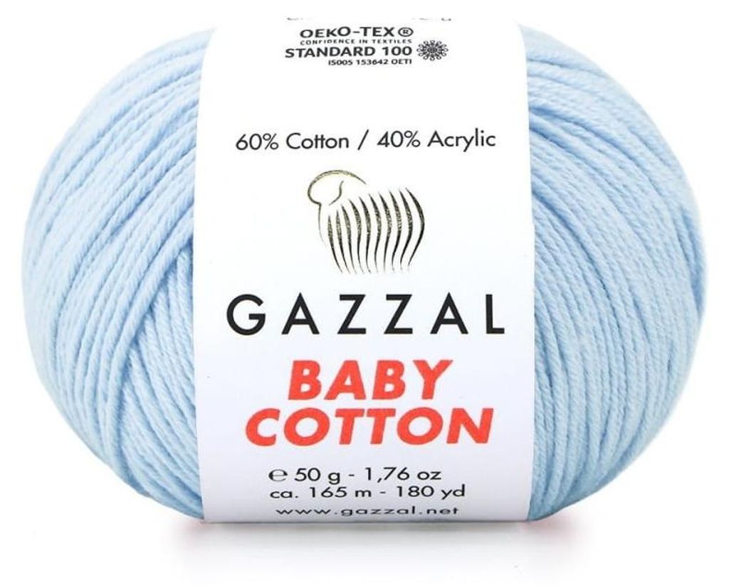 Wolle Gazzal Baby Baumwolle 3429 - blau jasny - Stricken & Produktbild 