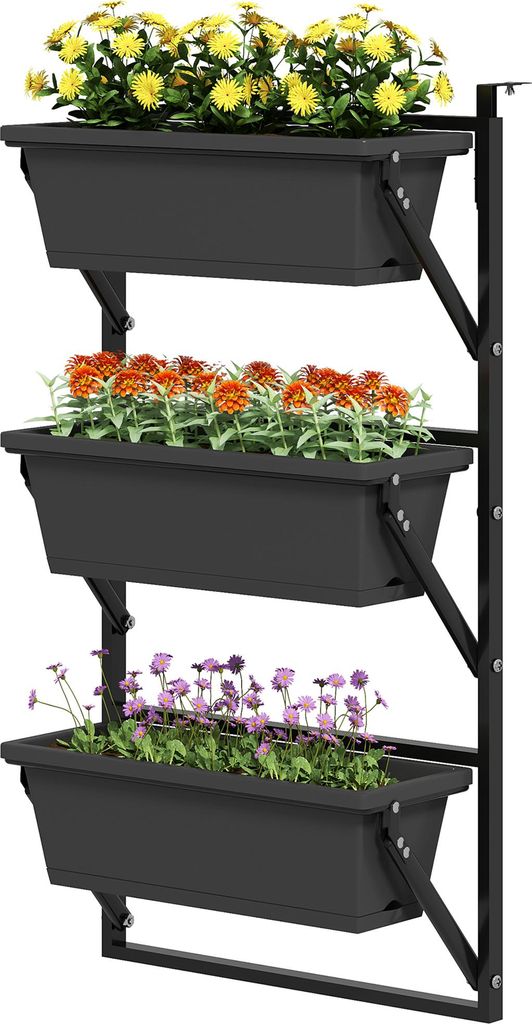 er Set Blumentopf Pflanzkübel mit Löcher, 56x42 cm Pflanztöpfe, eckig Pflanztopf, Kunststoff Dunkelgrau