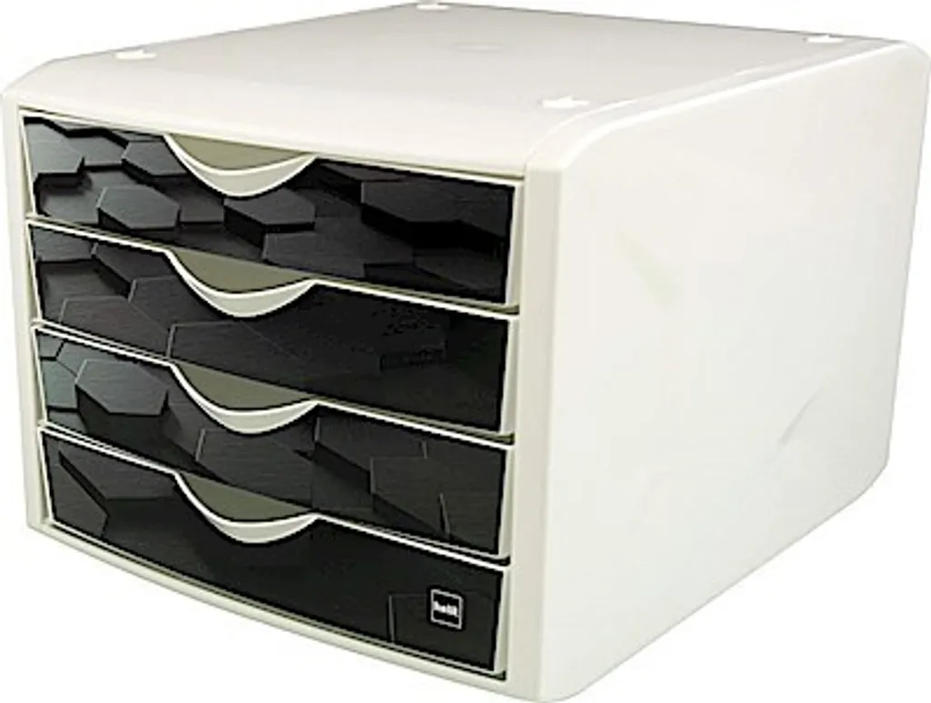 Rangement de bureau helit 4 tiroirs pour documents A4 décor noir