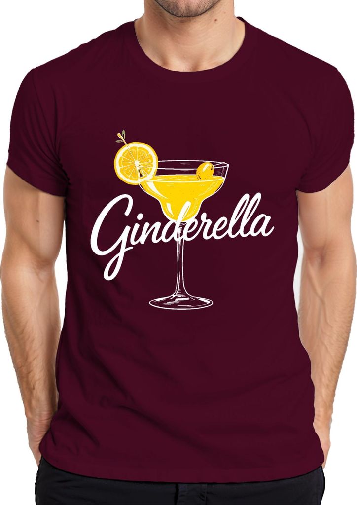 Ginderella Gin Cocktail Zitrone Olive Bar Karneval Fasching Party Herren T-Shirt, Burgundy, S