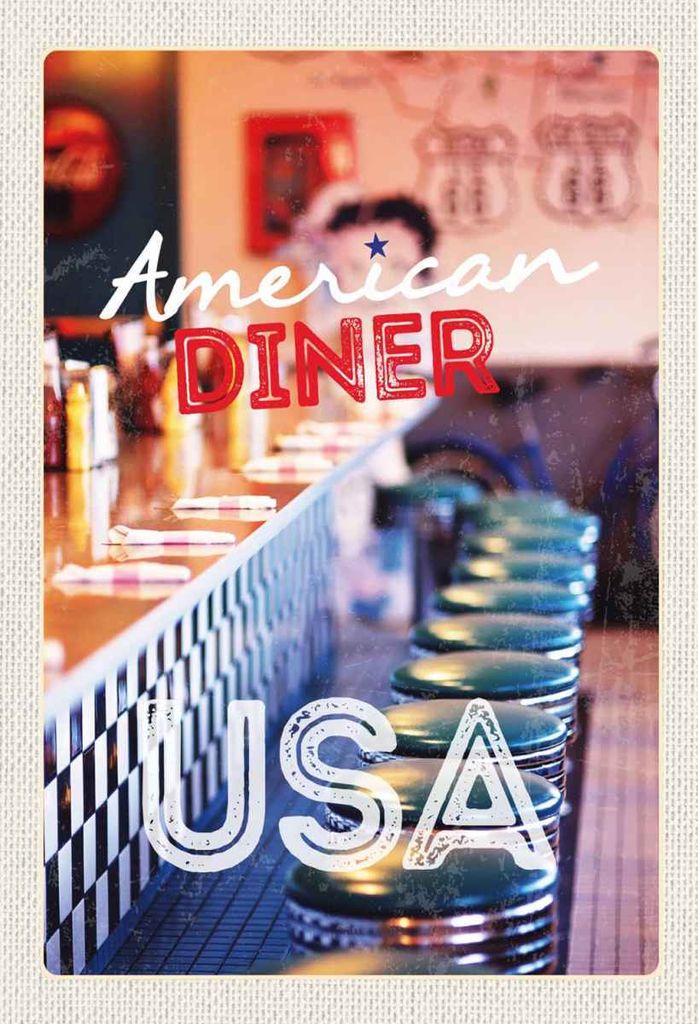 vianmo Holzschild 30x20 cm Amerika USA Diner Restaurant Bildmotiv Reisemotiv