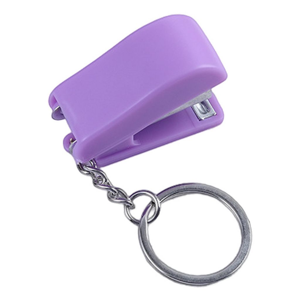 Student Stapler Macaron Farbe hohe Effizienz Schnellbindung Schlüsselkette Design Netter Cartoon Mini Staplermaschine für die Schule-Lila B