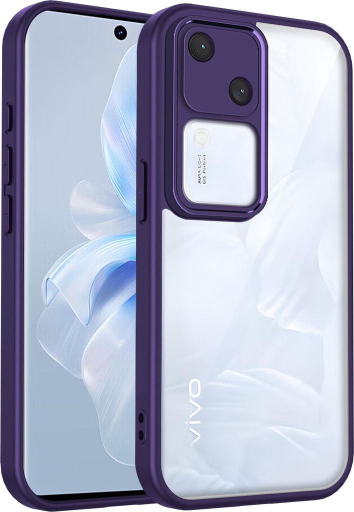 Hülle für Vivo V30/S18 Transparente Rückseite TPU Bumper Stoßfest Handyhülle Lila