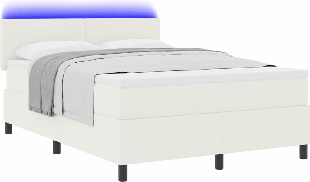 LED Boxspringbett Creme und Weiß 140 x 190 cm Cordstoff