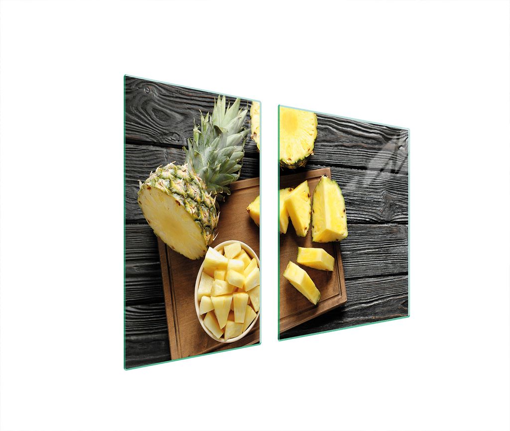 Glasplatte und Schneidebrett 100x52 Ananas