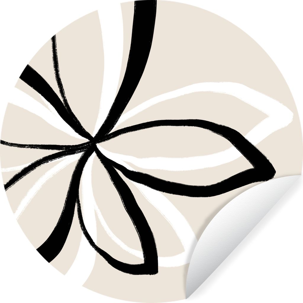 MuchoWow Runde Wandtattoo - Wandsticker Tapete Aufkleber Blumen - Abstrakt - Minimalismus Ø 100 cm Selbstklebend und Repositionierbar - Wandaufk...