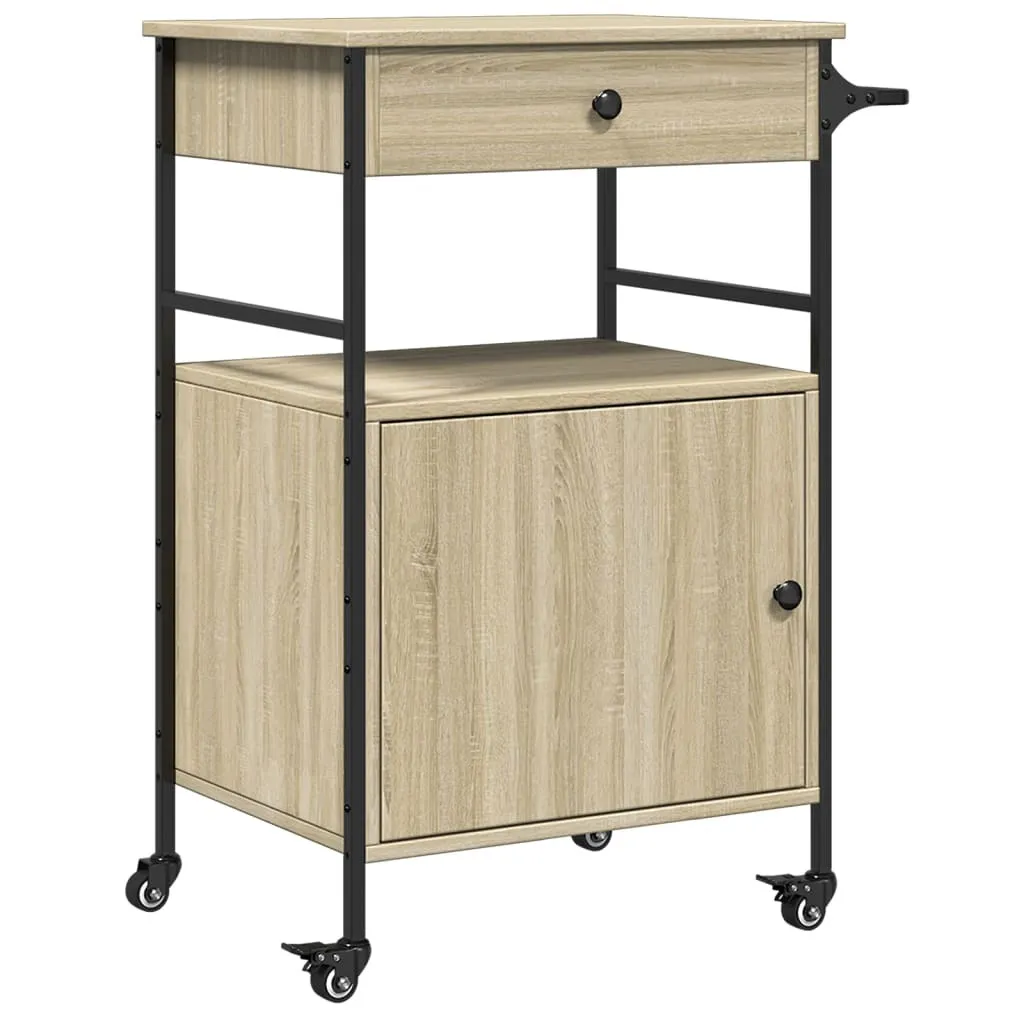 Carrello da Cucina Rovere Sonoma 56x43x89,5cm Legno Multistrato SYFAX™