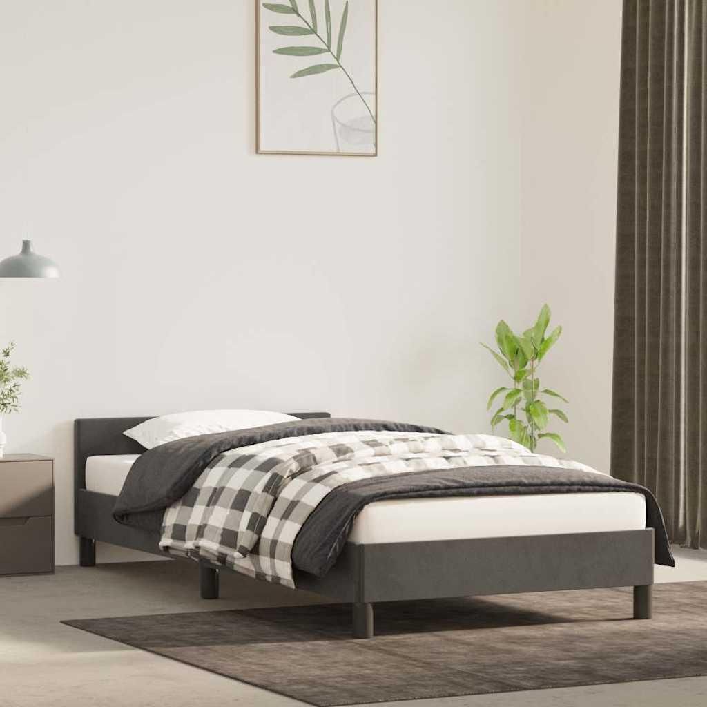 Bettgestell mit Kopfteil Dunkelgrau 90x200 cm Samt Produktbild 