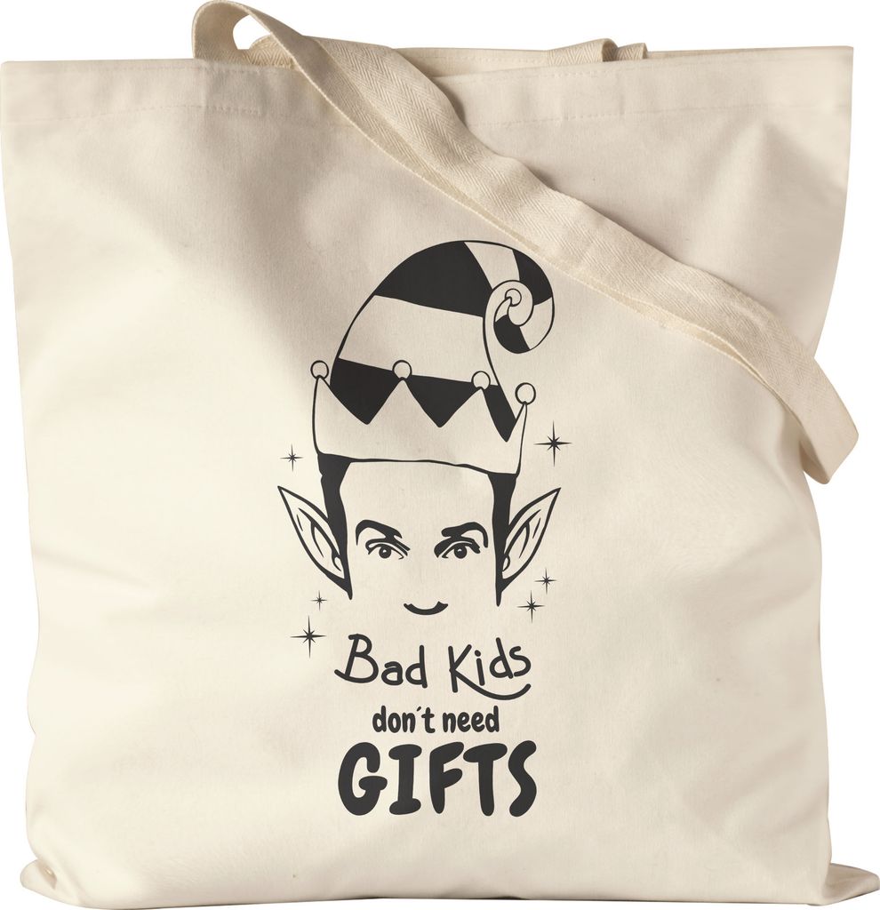 Bad Kids don't need gifts Jutebeutel Stoffbeutel Weihnachten Christmas Party Geschenk Geschenkidee Happy Christmas